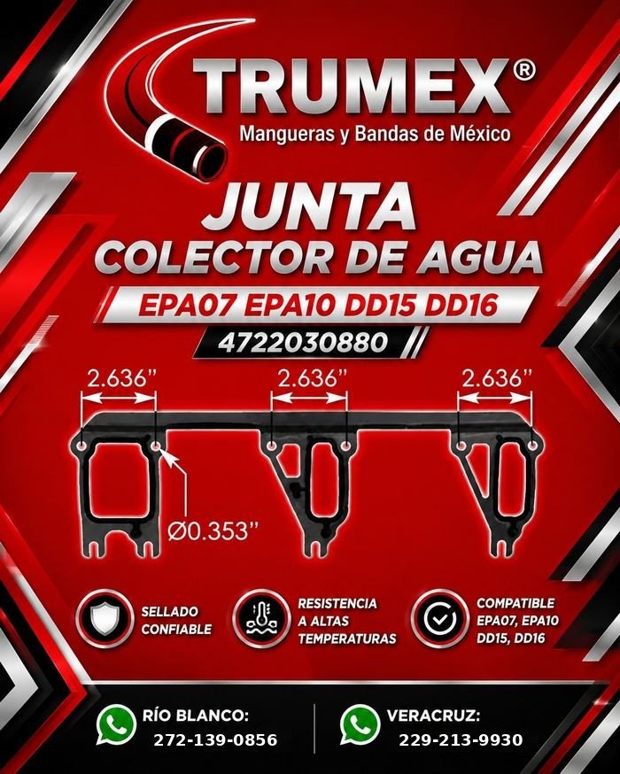 Junta colector de agua Trumex, número de parte 4722030880