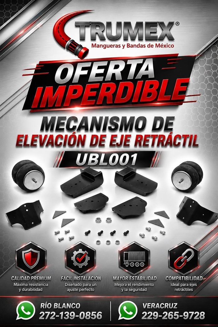 Mecanismo de elevación de eje retráctil Trumex, número de parte UBL001